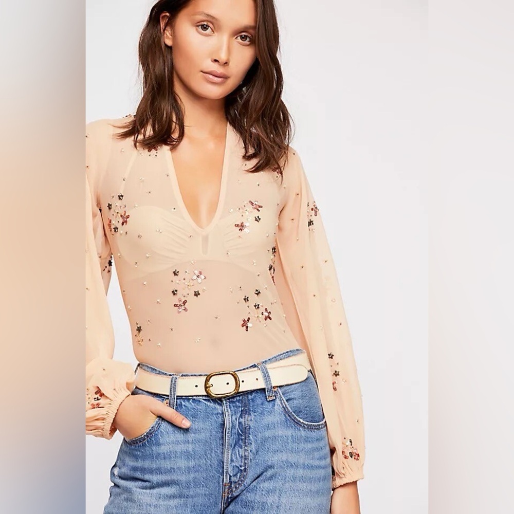 Intimately Free People Siren Song Bejeweled Mesh Bodysuit